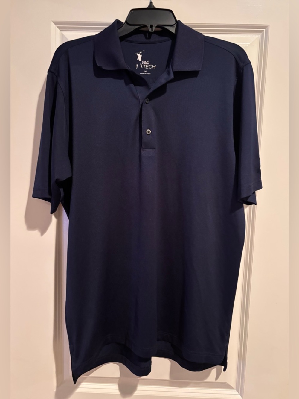 F&G Tech Polo Shirt Mens Medium Navy Performance Golf Athletic
